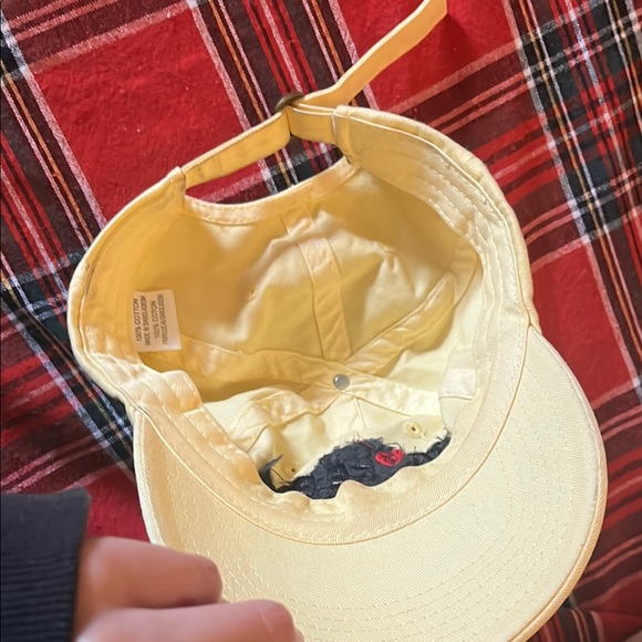 Butter Yellow Cap with Embroidered Text - Picture 2 of 4